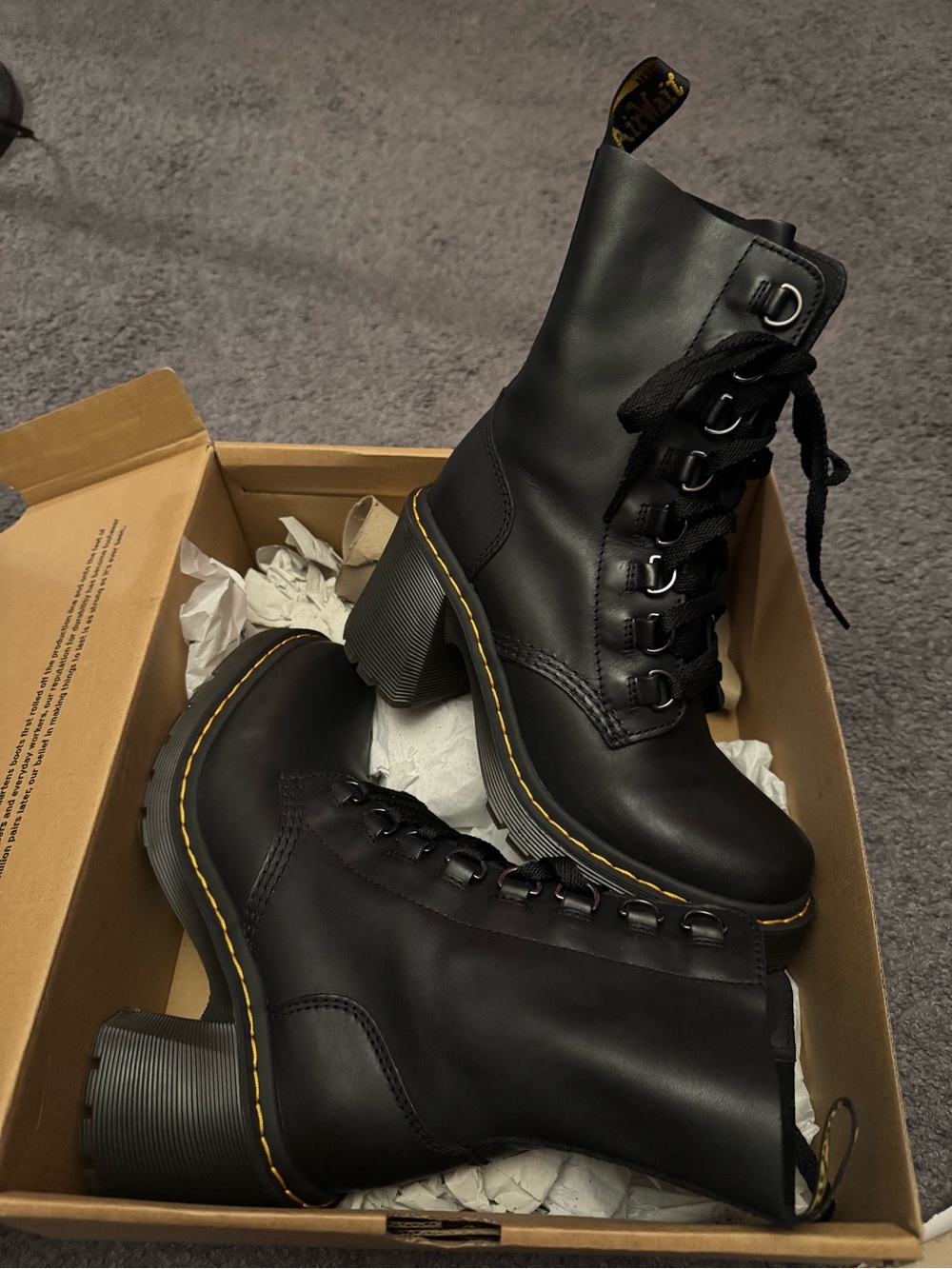 Dr. Martens Black Lace-Up Chunky Heel Boots